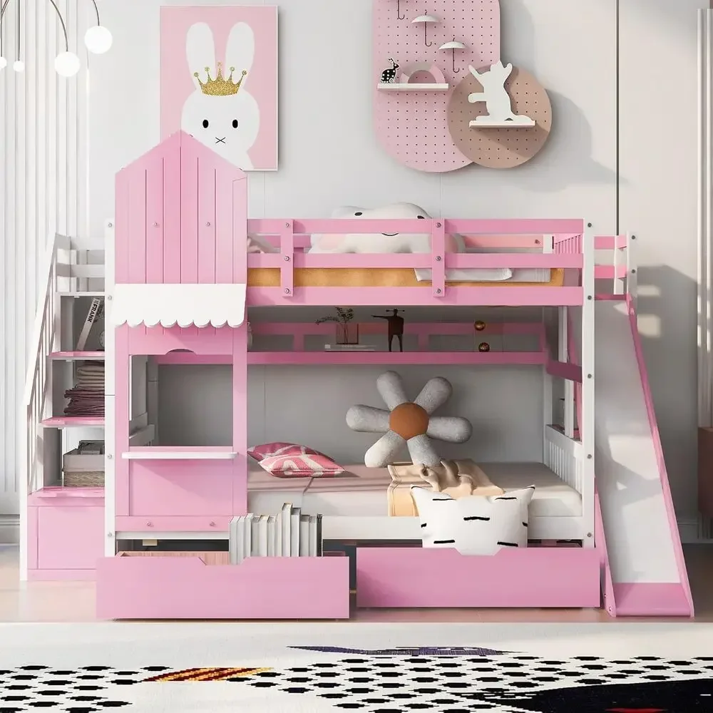 Bunk Bed With Stairs And Slide - Kids Bunk Bed with Stairs, Slide,