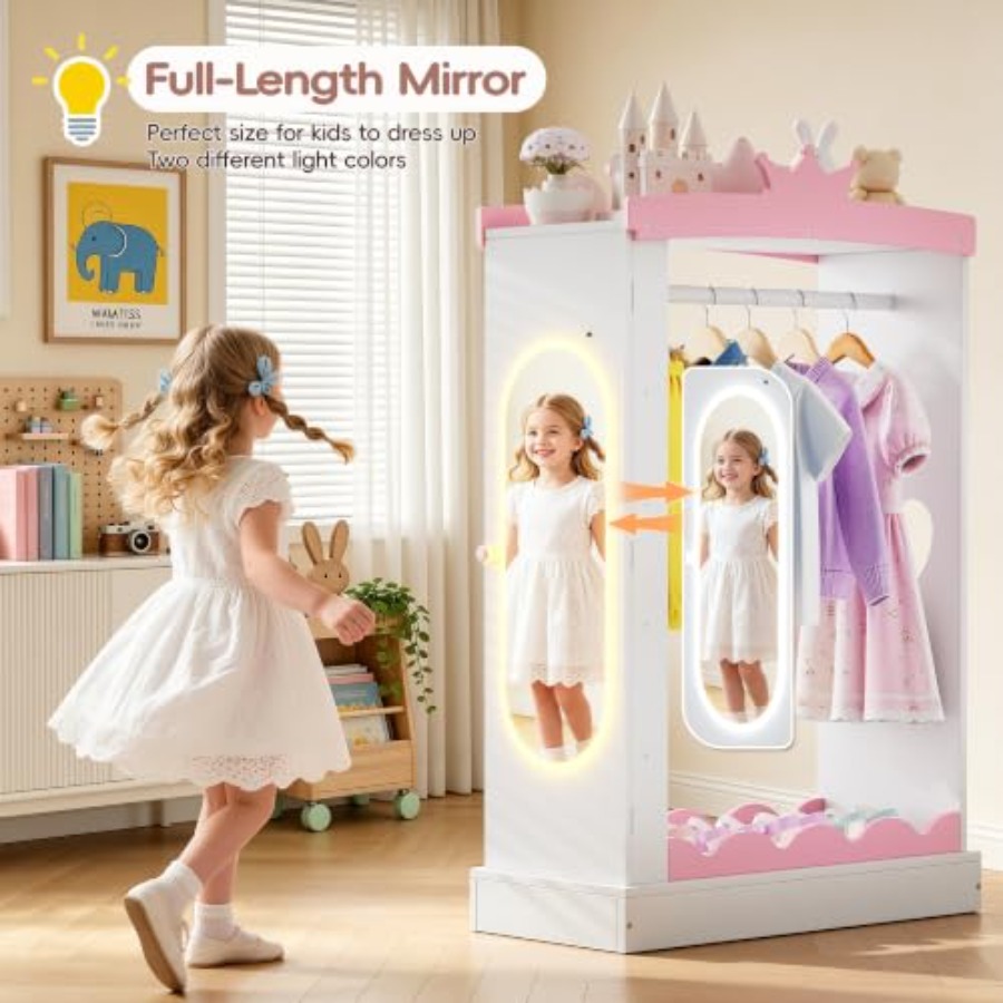 Dress Up Wardrobe with Light-U - Full Length Mirror Jewelry Armoire ulasan dan harga