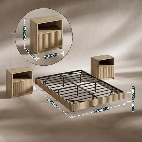 Bedroom Set, Queen Floating Be - Floating Nightstand With Led Light ulasan dan harga