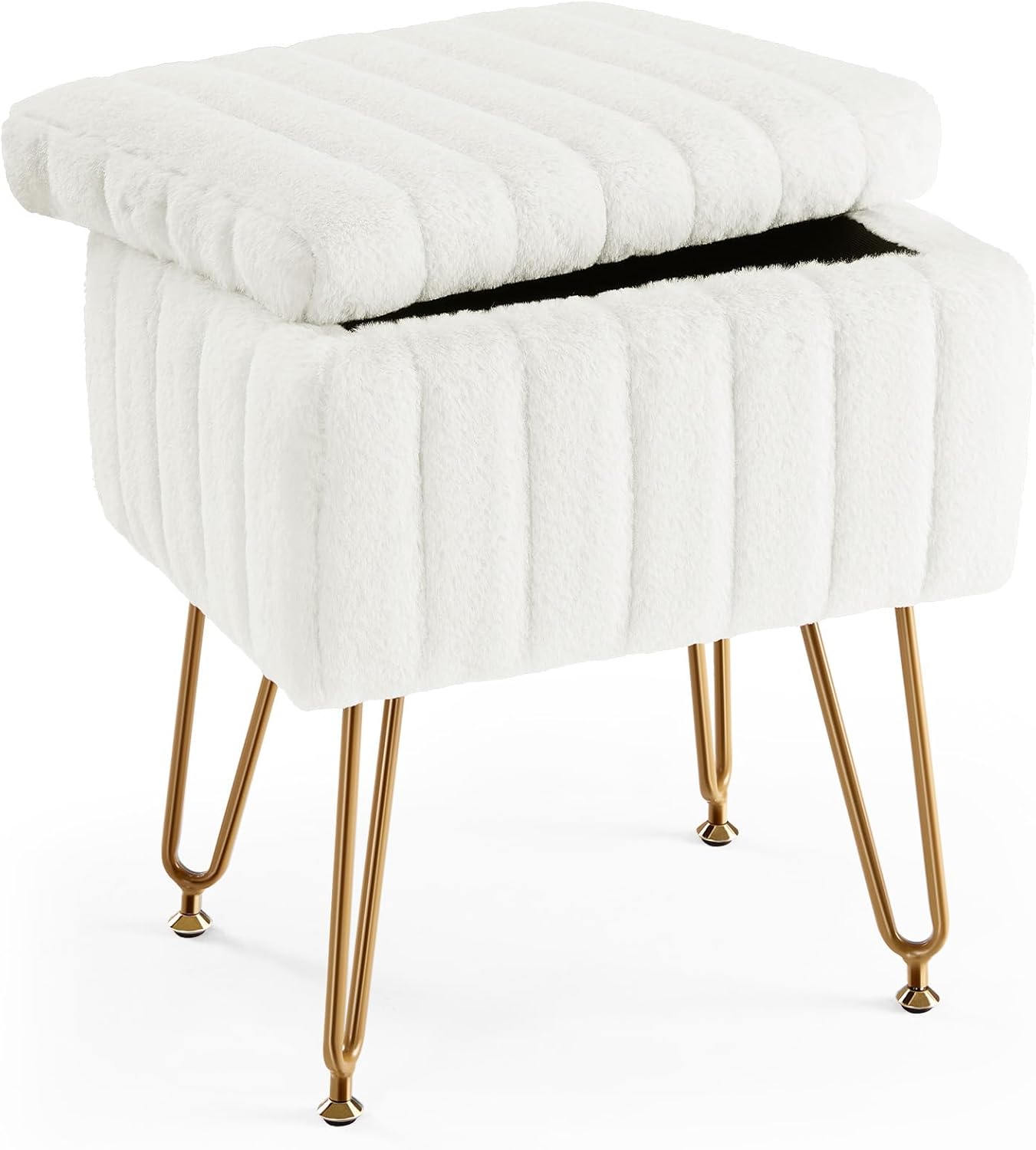 White Storage Vanity Stool, Fa - Bedroom Furniture ulasan dan harga