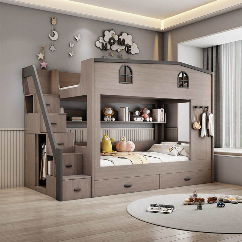 Nordic Double Decker Kids Beds - Bunk Bed With Stairs And Slide ulasan dan harga