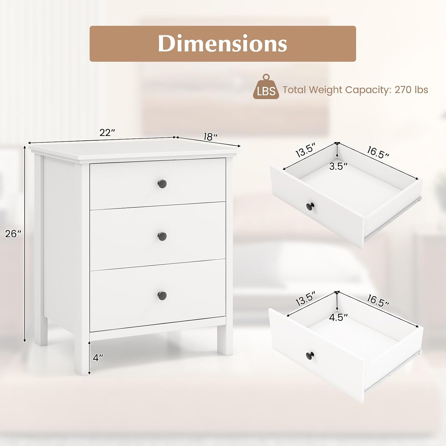Nightstand with 3 Drawers Set  - Solid Wood Nightstand 2 Drawers ulasan dan harga