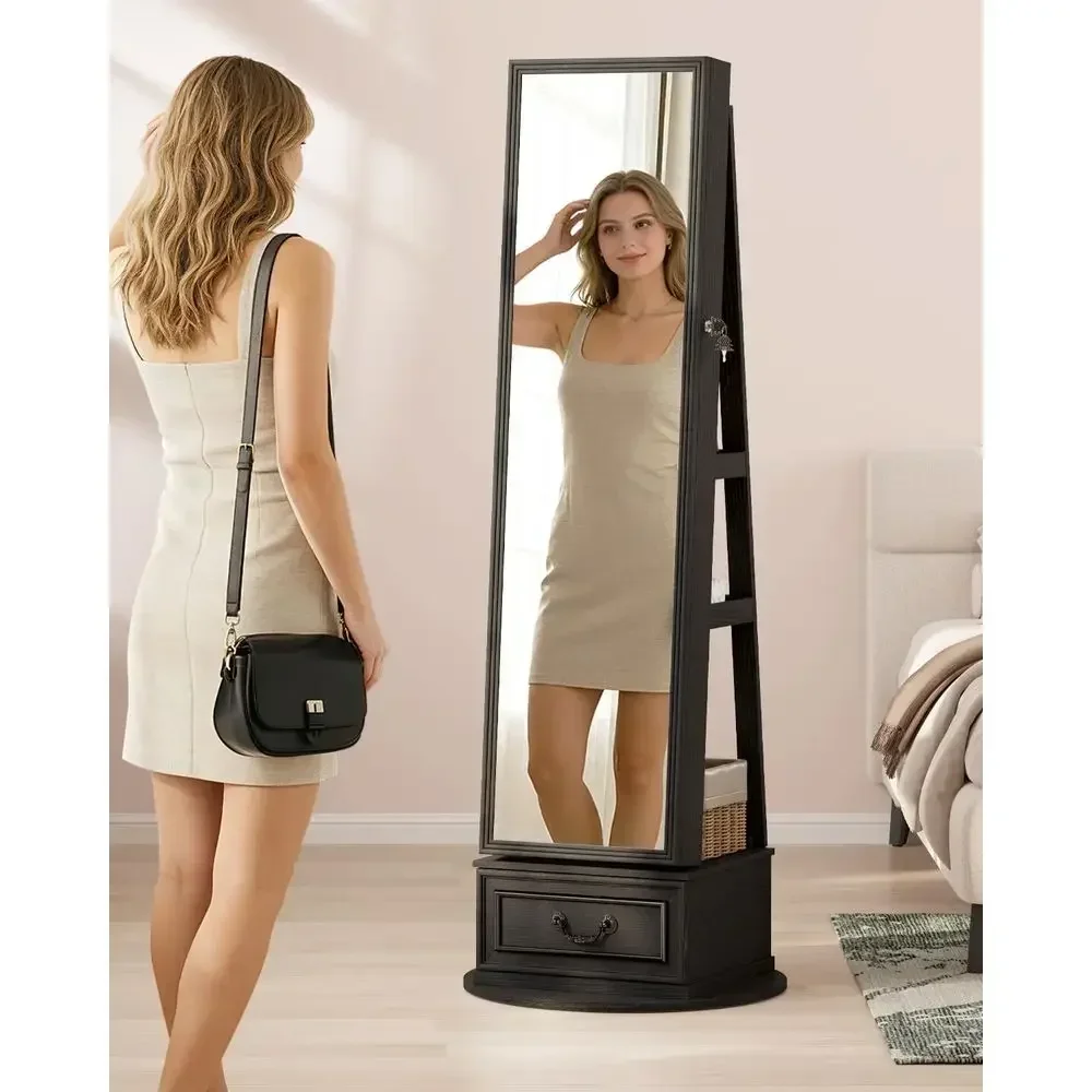 360° Swiveling Lockable Jewelr - Full Length Mirror Jewelry Armoire ulasan dan harga
