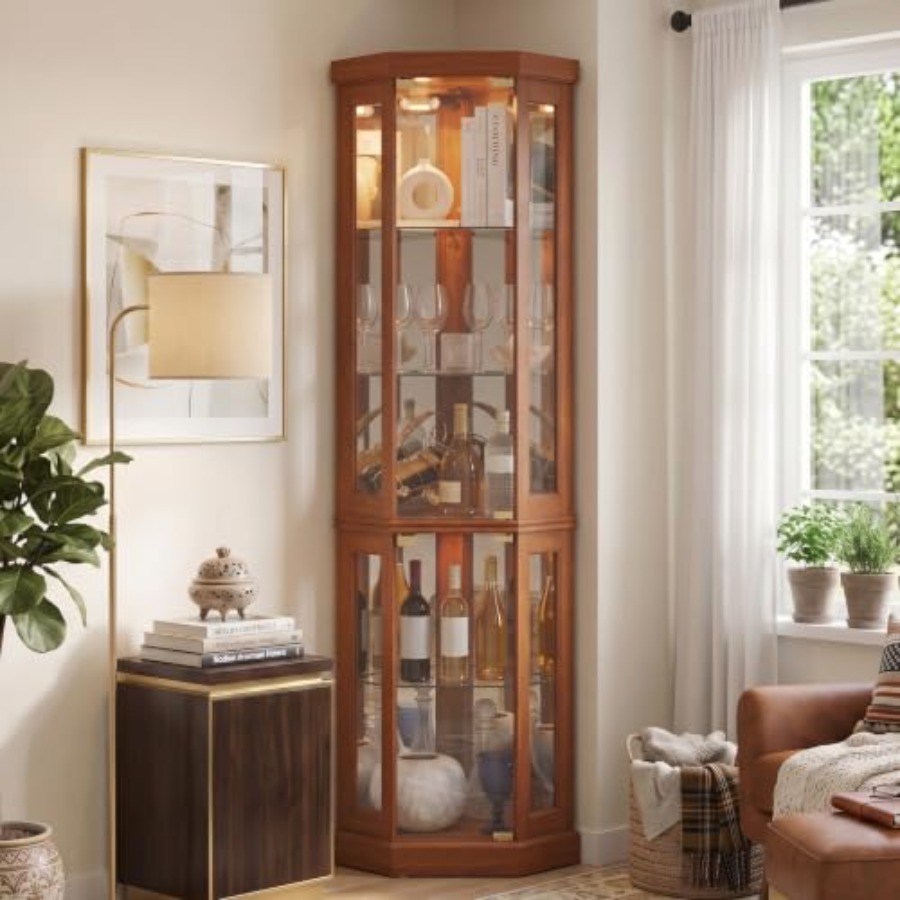 Corner curio cabinet for livin - Storage ulasan dan harga