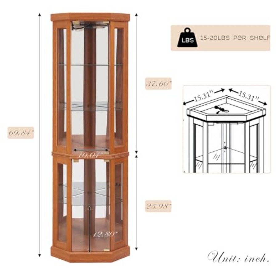 Corner curio cabinet for livin - Storage ulasan dan harga