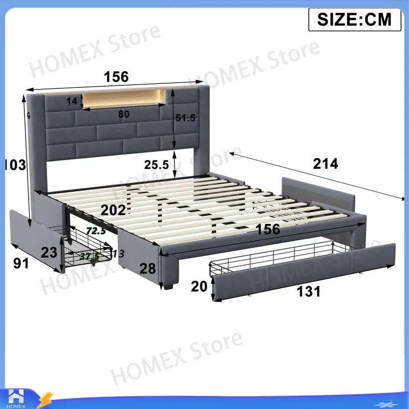 5FT Double Bed Frame with Stor - Gas Lift Storage Bed Hydraulic ulasan dan harga