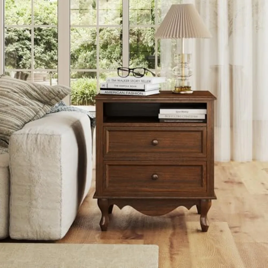 Solid Wood Nightstand, Fully A - Solid Wood Nightstand 2 Drawers ulasan dan harga