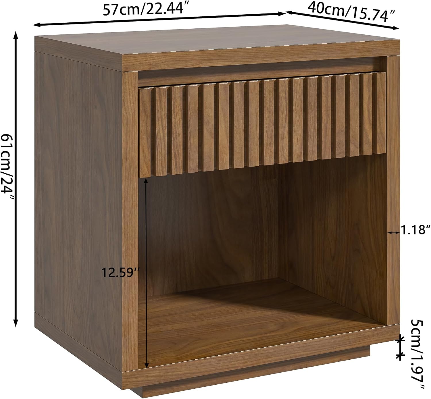 2-Drawer Fluted Nightstand Set - Solid Wood Nightstand 2 Drawers ulasan dan harga