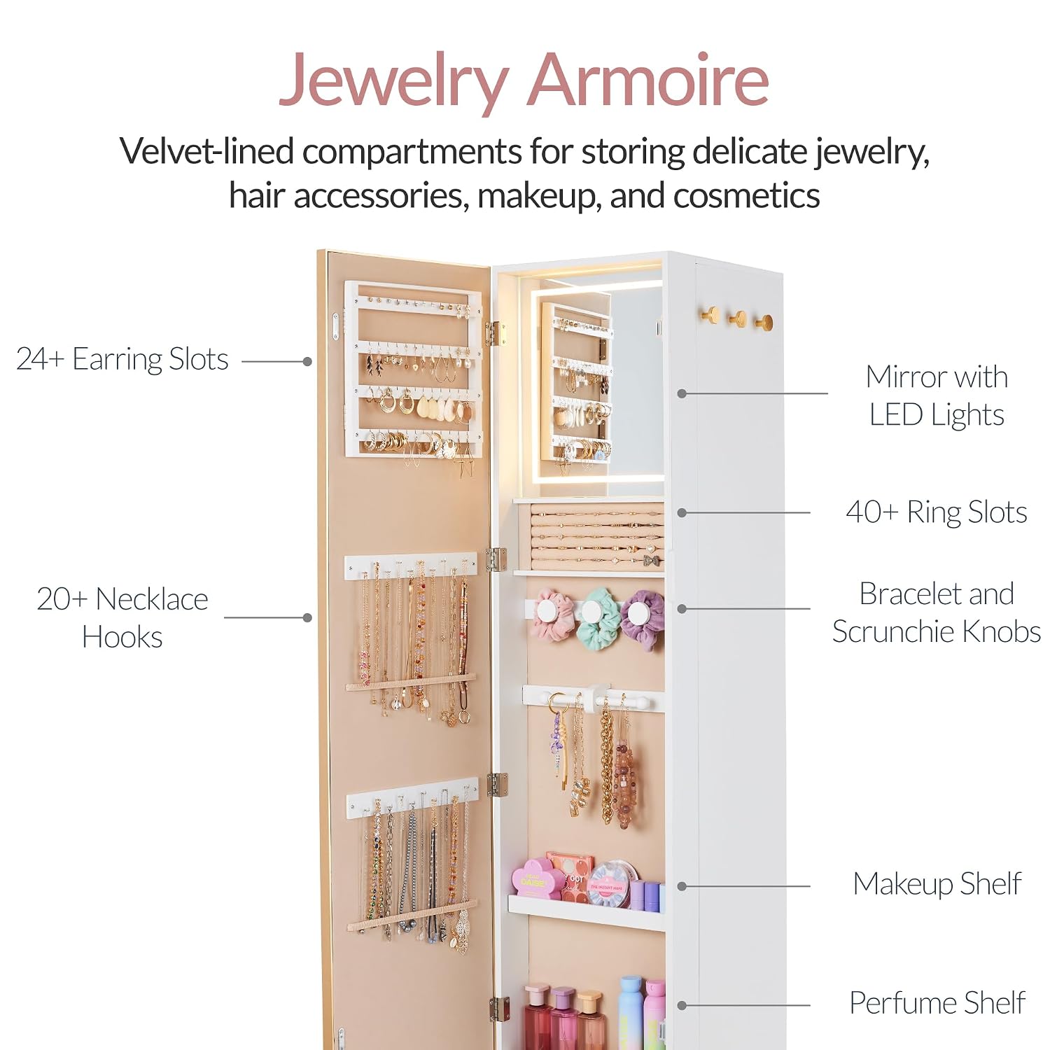 Rotating Mirror w/Storage Cabi - Full Length Mirror Jewelry Armoire ulasan dan harga