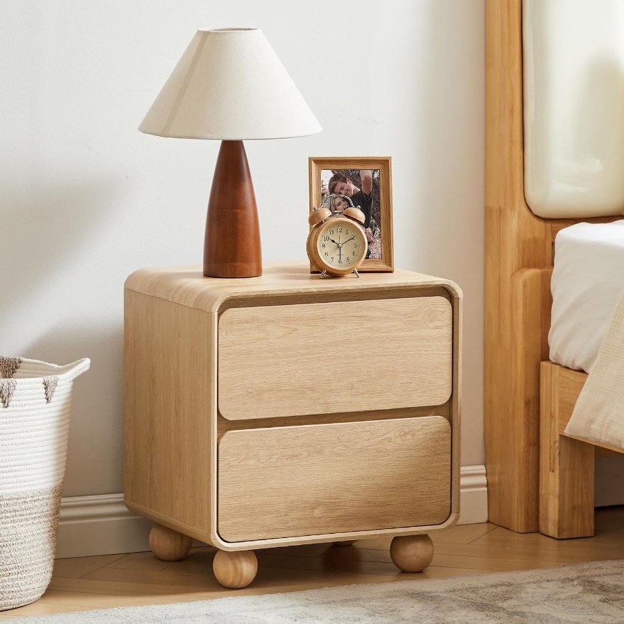 Small Night Stand with 2 Drawe - Solid Wood Nightstand 2 Drawers ulasan dan harga