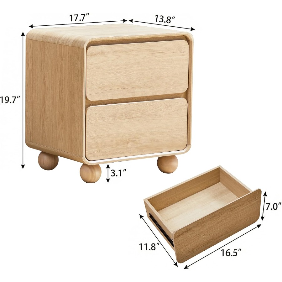 Small Night Stand with 2 Drawe - Solid Wood Nightstand 2 Drawers ulasan dan harga