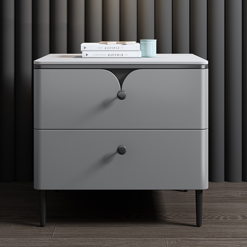 Modern Solid Wood Bedside Tabl - Solid Wood Nightstand 2 Drawers ulasan dan harga